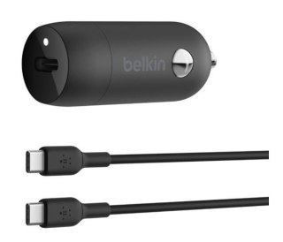 Ładowarka samochodowa 30W PD PPS Czarna + Kabel USB-C Belkin