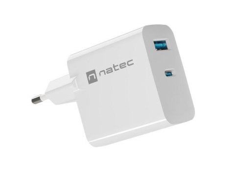 Ładowarka sieciowa RIBERA GAN 1X USB-A + 1X USB-C 65W Biała Natec