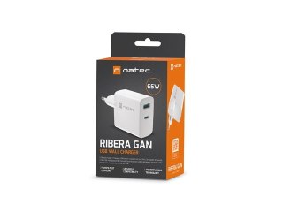 Ładowarka sieciowa RIBERA GAN 1X USB-A + 1X USB-C 65W Biała Natec