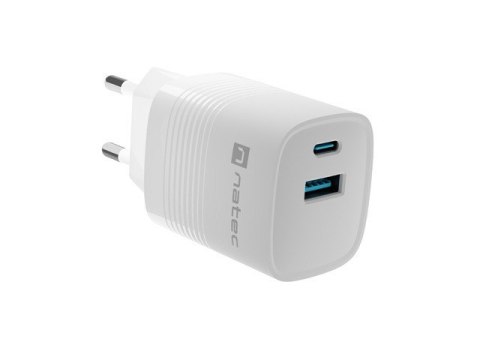 Ładowarka sieciowa Ribera GAN 1X USB-A + 1X USB-C 30W Biała Natec