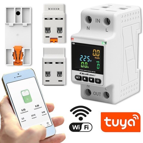 Jednofazowy elektroniczny licznik | miernik zużycia energii | DIN35 | zdalne sterowanie | historia pomiaru | WiFi | TUYA | Smart