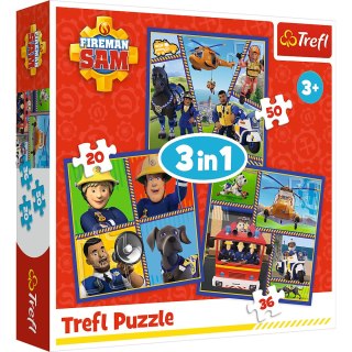 Puzzle - 3w1 ( 20, 36, 50) - Dzień Strażaka Sama - Trefl 34868 Trefl Puzzle