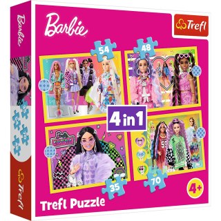 Puzzle - 4w1 (35, 48, 54, 70) - Wesoły świat Barbie - Trefl 34626 Trefl Puzzle