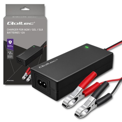 Ładowarka do akumulatora AGM GEL STD | Prostownik 12V | 2A | 24W | LED | Kabel 1.8m