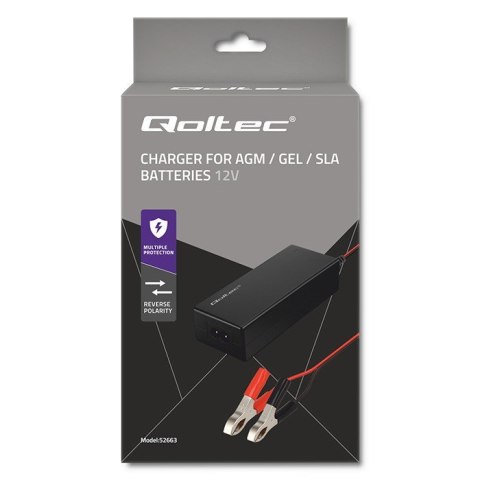 Ładowarka do akumulatora AGM GEL STD | Prostownik 12V | 2A | 24W | LED | Kabel 1.8m