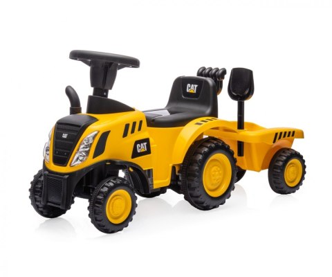 Pojazd CAT Traktor z przyczepą żółty jeździk