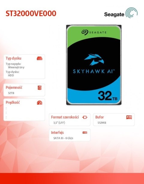 Dysk twardy SkyHawk AI 32TB 3,5'' ST32000VE000