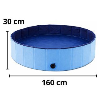 Basen Składany Ogrodowy Dla Psa Zwierząt Do Ochłody Mycia 160x30 cm LEAN