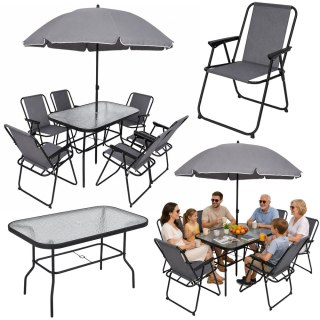 Zestaw Meble Ogrodowe Stół Krzesła Metalowe Parasol Na Balkon Taras Ogród LEAN