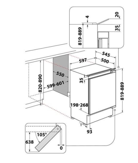 Chłodziarko-zamrażarka do zabudowy WBUF011 Whirlpool