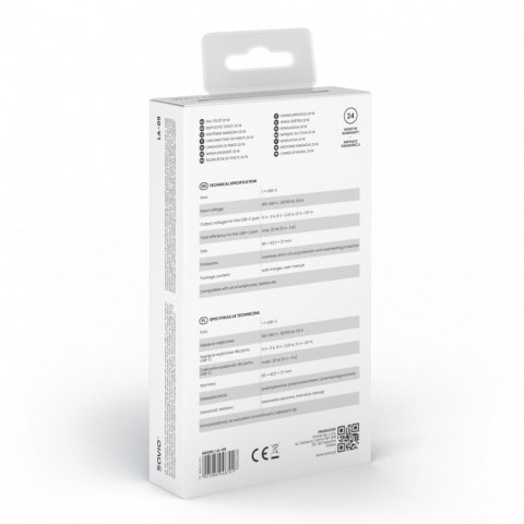 Ładowarka sieciowa 20W LA-09 USB-C QC, PD 3.0 Savio