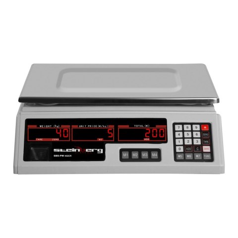 Waga sklepowa kontrolna 330x240mm zasilacz + akumulator 40kg / 2g - biała Steinberg Systems