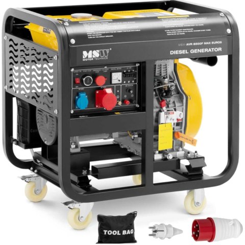 Agregat generator prądotwórczy diesel mobilny 240/400 V 8500 W 10 kVA 30 l MSW