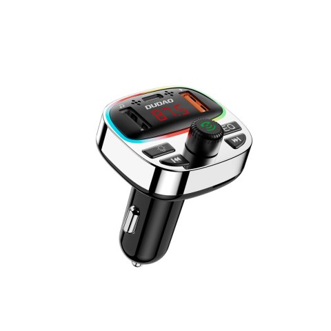 Transmiter samochodowy R2PRO+ z portami ładowania PD 25W Bluetooth 5.3 RGB - czarno-srebrny DUDAO