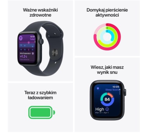 Watch SE 3 GPS+Cellular koperta 44 mm z aluminium w kolorze księżycowej poświaty, pasek sportowy w kolorze księżycowej poświaty 