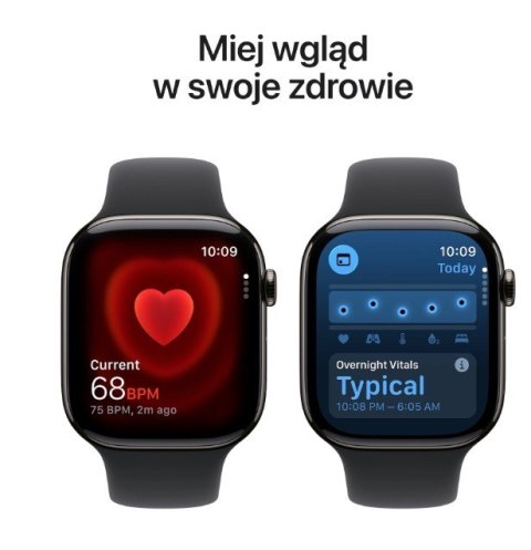 Watch Series 11 GPS + Cellular, koperta 42 mm z tytanu w kolorze łupku, pasek sportowy w kolorze czarnym - rozmiar S/M