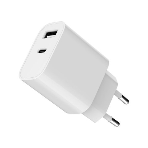 Ładowarka uniwersalna USB 2-portowa (A+C), 2.4 A, biała