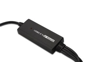 Kabel adapter USB-A 2.0 męski do 4x RS232 (DB9) męski | Chipset FTDI FT2232H | Czarny | Mocowanie na śruby | 1.5m