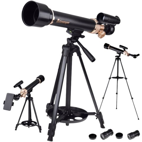 Teleskop Astronomiczny Edukacyjny Aluminiowy Akcesoria Statyw 1.35 M
