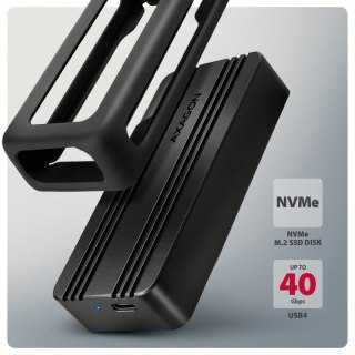 EEM2-40G Obudowa zewnętrzna aluminiowa USB4 Gen 3x2 M.2 SSD NVMe 40Gbps passive, USB-C cable, silicon sleeve