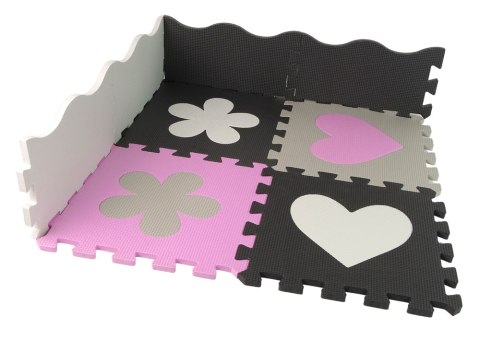 Mata Edukacyjna Piankowa EVA Puzzle Dla Niemowląt Szaro-Różowe 25 el. LEAN Toys