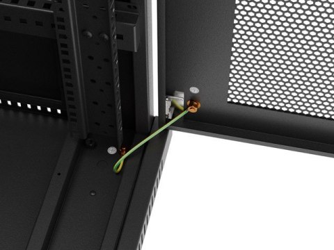 Szafa instalacyjna rack stojąca 19 cali 32U 600x1000 drzwi perforowane LCD czarna (Flat pack)