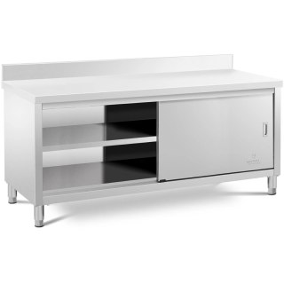 Stół blat roboczy przyścienny z szafką i rantem drzwi suwane 200 x 70 cm Royal Catering