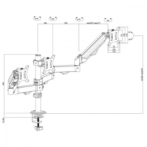 Uchwyt na 3 monitory 2-8 kg MC-137 17-27 cali