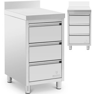 Szafka gastronomiczna przyścienna z rantem 3 szuflady STAL 50 x 60 cm Royal Catering