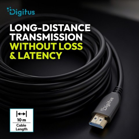 Kabel połączeniowy hybrydowy HDMI AOC | HDMI-A męski-męski | HDMI 2.1 | UHD-2 8K@60Hz | 48Gbps |HDR, eARC, HDCP 2.2, CEC | 10m