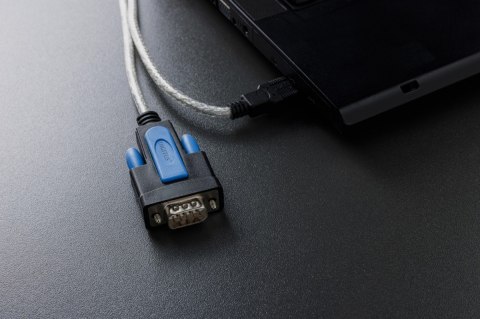Kabel adapter USB 2.0 do RS232 (DB9) | Chipset FTDI (FT232RNL) | PVC, transparentny | Mocowanie na śruby | 1.8m