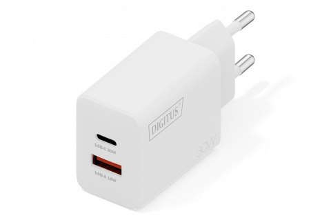 Ładowarka sieciowa GaN II 30W | 1x USB-C, 1x USB-A | PD 3.0, QC 3.0 | Biała