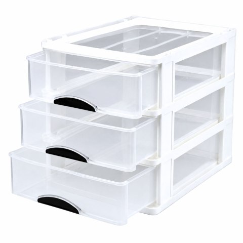 Organizer Wielofunkcyjny 3 Szuflady Plastikowy Pojemnik Biały LEAN