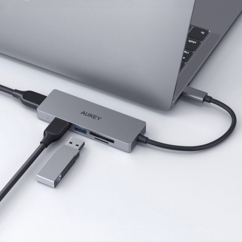 HUB USB-C CB-C63 aluminiowy | Ultra Slim | 4w1 | 3xUSB 3.1 | 1xMicroSD i SD