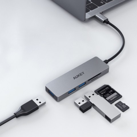 HUB USB-C CB-C63 aluminiowy | Ultra Slim | 4w1 | 3xUSB 3.1 | 1xMicroSD i SD