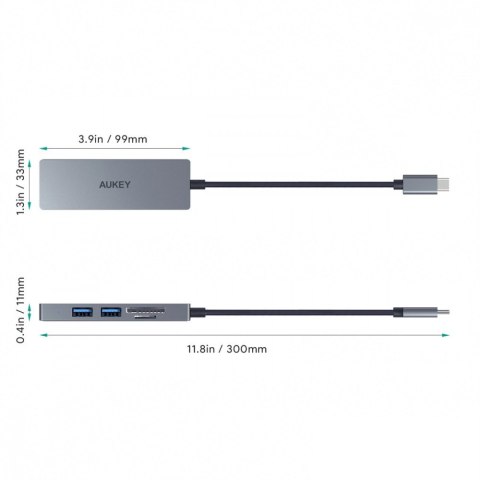 HUB USB-C CB-C63 aluminiowy | Ultra Slim | 4w1 | 3xUSB 3.1 | 1xMicroSD i SD