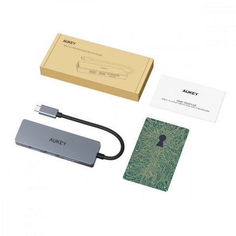 HUB USB-C CB-C63 aluminiowy | Ultra Slim | 4w1 | 3xUSB 3.1 | 1xMicroSD i SD