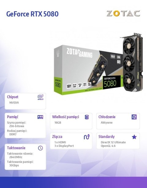 Karta graficzna GeForce RTX 5080 SOLID CORE OC 16GB GDDR7 256bit 3DP/HDMI