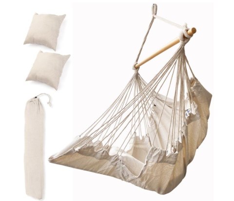 Krzesło brazylijskie z podnóżkiem leżak wiszący huśtawka 130cm beż Kik Sp. z o. o. Sp. k.