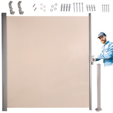 Markiza boczna tarasowa LUARO parawan zwijany 180 x 400 cm beżowy Kik Sp. z o. o. Sp. k.