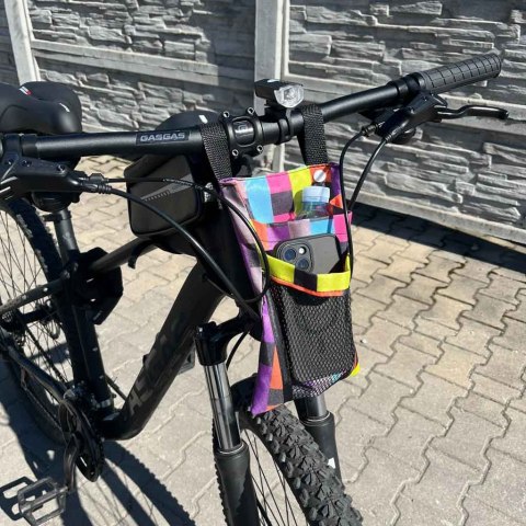 Torba na rower hulajnogę kierownicę telefon sakwa rowerowa kolorowa kratka Kik Sp. z o. o. Sp. k.