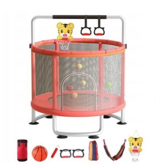 Trampolina dla dzieci ogrodowa siatka piłki koszykówka 150cm czerwona Kik Sp. z o. o. Sp. k.