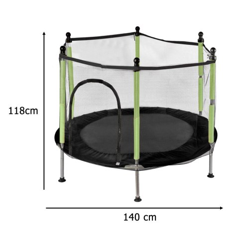 Trampolina do domu ogrodu dla dzieci siatka piłki 140cm 55inch zielona Kik Sp. z o. o. Sp. k.