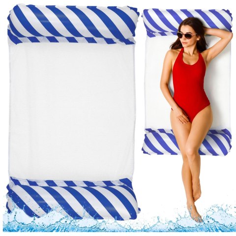 Dmuchany Hamak Wodny Materac Leżak Biało-Granatowy 120x70cm LEAN