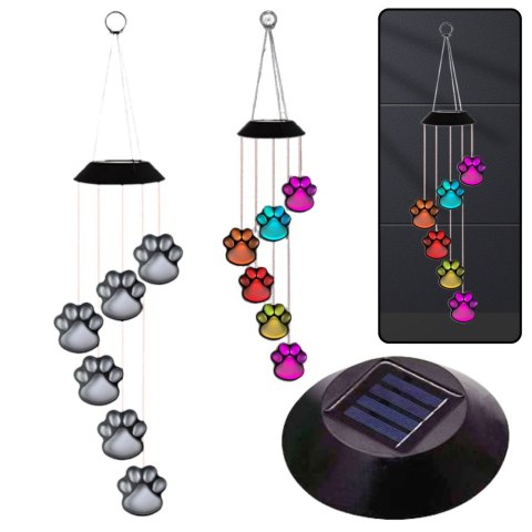 Lampki Solarne Ogrodowe LED Dzwonki Psie Łapy Kolorowe 70cm LEAN