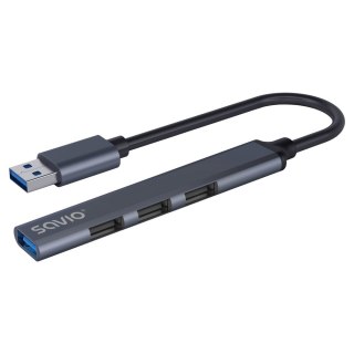 SAVIO HUB USB-A - 3 X USB-A 2.0, 1 X USB-A 3.0, SZARY AK-70