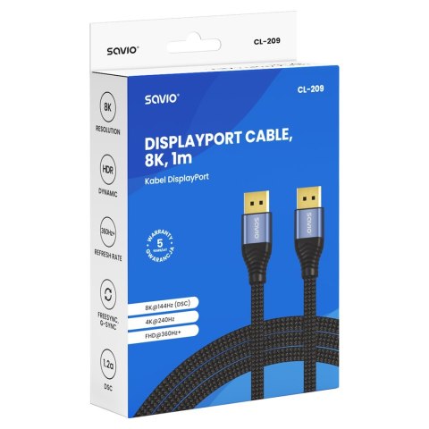 SAVIO KABEL DISPLAYPORT 2.1 1M CL-209