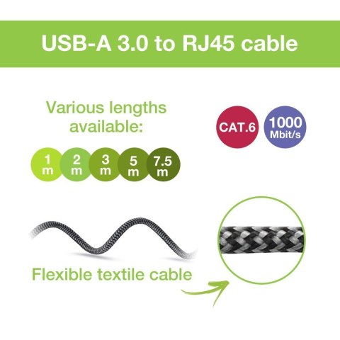 TECHLY ADAPTER/KABEL SIECIOWY USB-A NA GIGABIT ETHERNET RJ45 1M