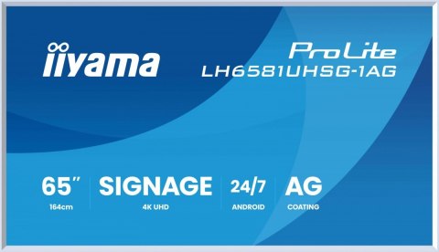 Monitor 65 cali LH6581UHSG-1AG 24/7,VA,ANDROID 14,4K, 2x10W, WiFi, UCHWYT ŚCIENNY, 2xHDMI, USB-C, RJ45, IR, 2xUSB, WHITE