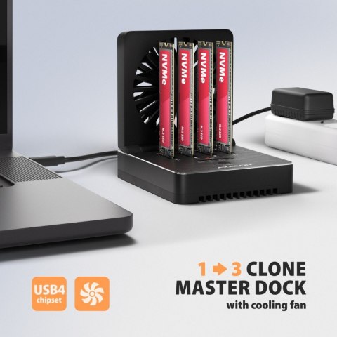 ADSA-M2C44 Stacja dokująca USB4 dla 4x M.2 NVMe SSD z funkcją klonowania dysków bez komputera